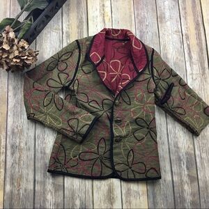 Patterned Olive & Wine Women's Blazer Jacket